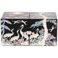 Najeonchilgi Lacquerware Double Lidded Mother of Pearl Jewelry Box Crane & Pine Motif Medium Size