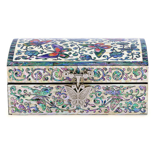 Clam-shaped (Red) Butterfly Pattern 1-Tier Jewelry Box - Oh Myung-ho