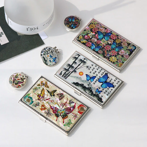 2-Piece Set: Business Card Case Golf Ball Marker K(Butterfly)