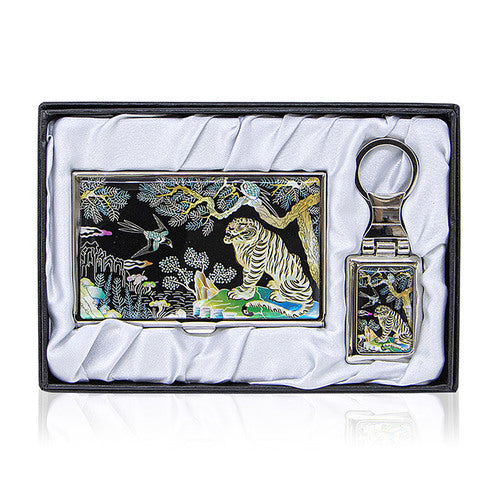 Najeon Chilgi Mother of Pearl Business Card Case Set — Tiger - OF0161