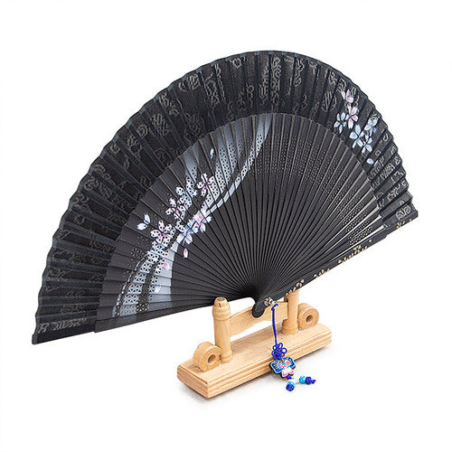Silk & Ramie Hand Fan (Black) - FN0004