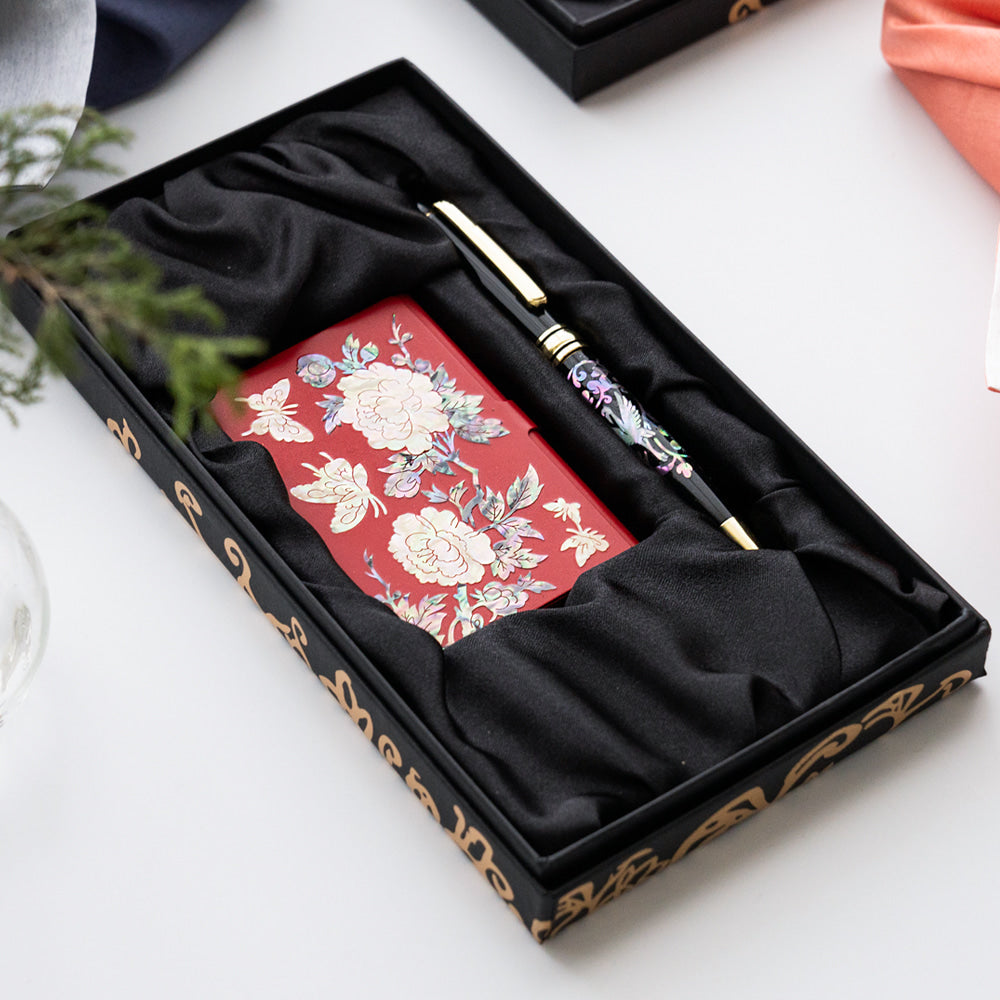 Najeon Chilgi Mother of Pearl Business Card Case Set — Pine & Crane - OF0146