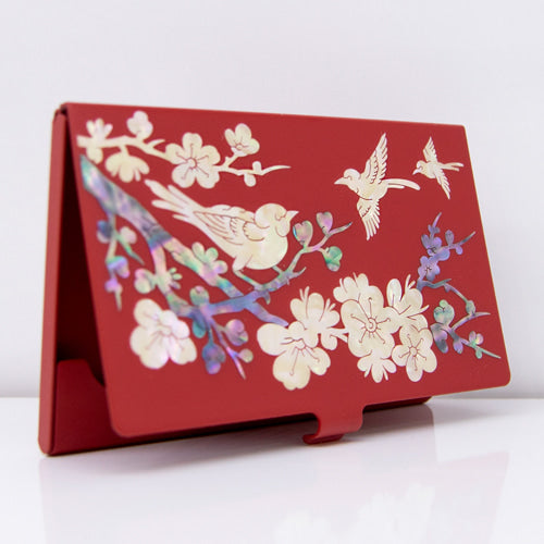 Najeon Chilgi Mother of Pearl Business Card Case — Plum Blossom - OF0086