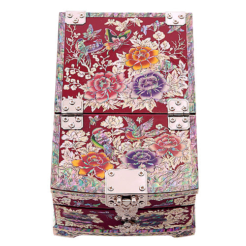 Peony 1-Tier Drawer Vanity Jewelry Box (Red) Small