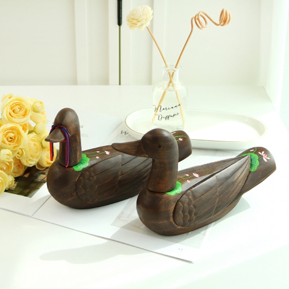 Wild Goose Wood Carved Set (Lotus Medium) Wood Carved Box Wedding Pyebaek Box Wild Goose
