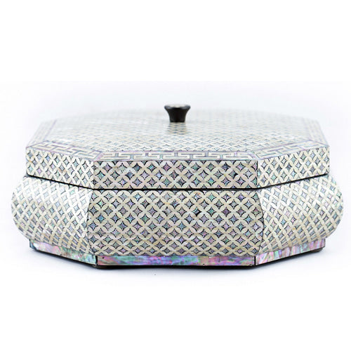 New Seven Treasures Motif (Diamond) Pattern 4-fold Knob Straight Octagonal Multi-Purpose Box - by Park In-ho