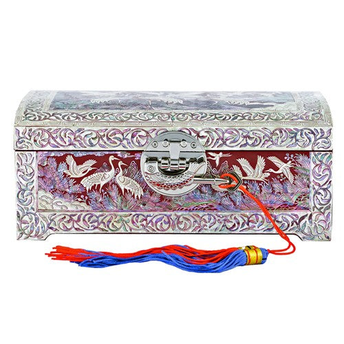 Flock of Crane 2-Tier Rounded Jewelry Box (Red) - by Yoo Chang-geun