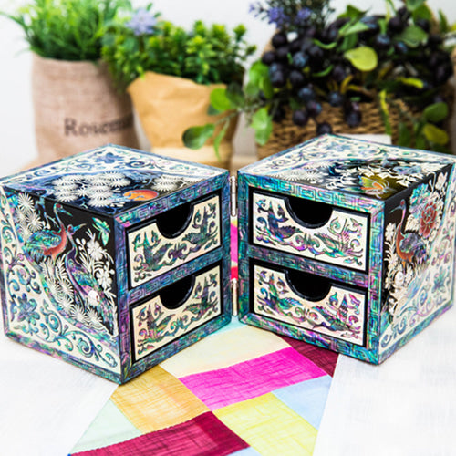 Crane & Pine Cloud Pattern Border Mother of Pearl Jewelry Box - Oh Myung-ho -