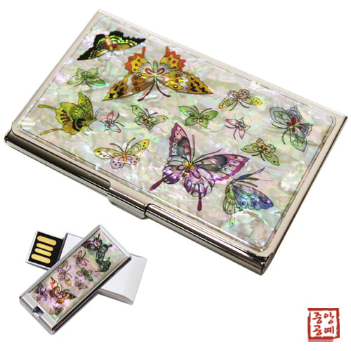 Najeon Chilgi Mother of Pearl Business Card Case Set — Butterfly - OF0170