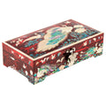 Hanji Peacock 1-Tier LeftJewelry Box (Red) - Oh Myung-ho