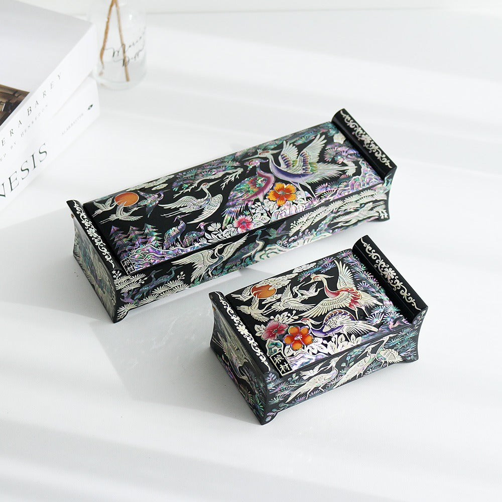 Masterpiece Najeon Pine & Crane Roof-Tile Pen Case Box (Master Artisan Kim Young-man)
