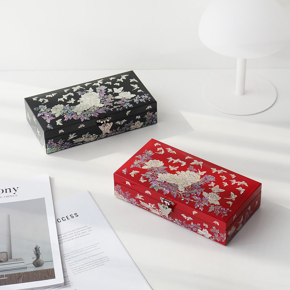 Najeonchilgi 1-Tier Peony & Butterfly Yedan Jewelry Box H, 23 cm