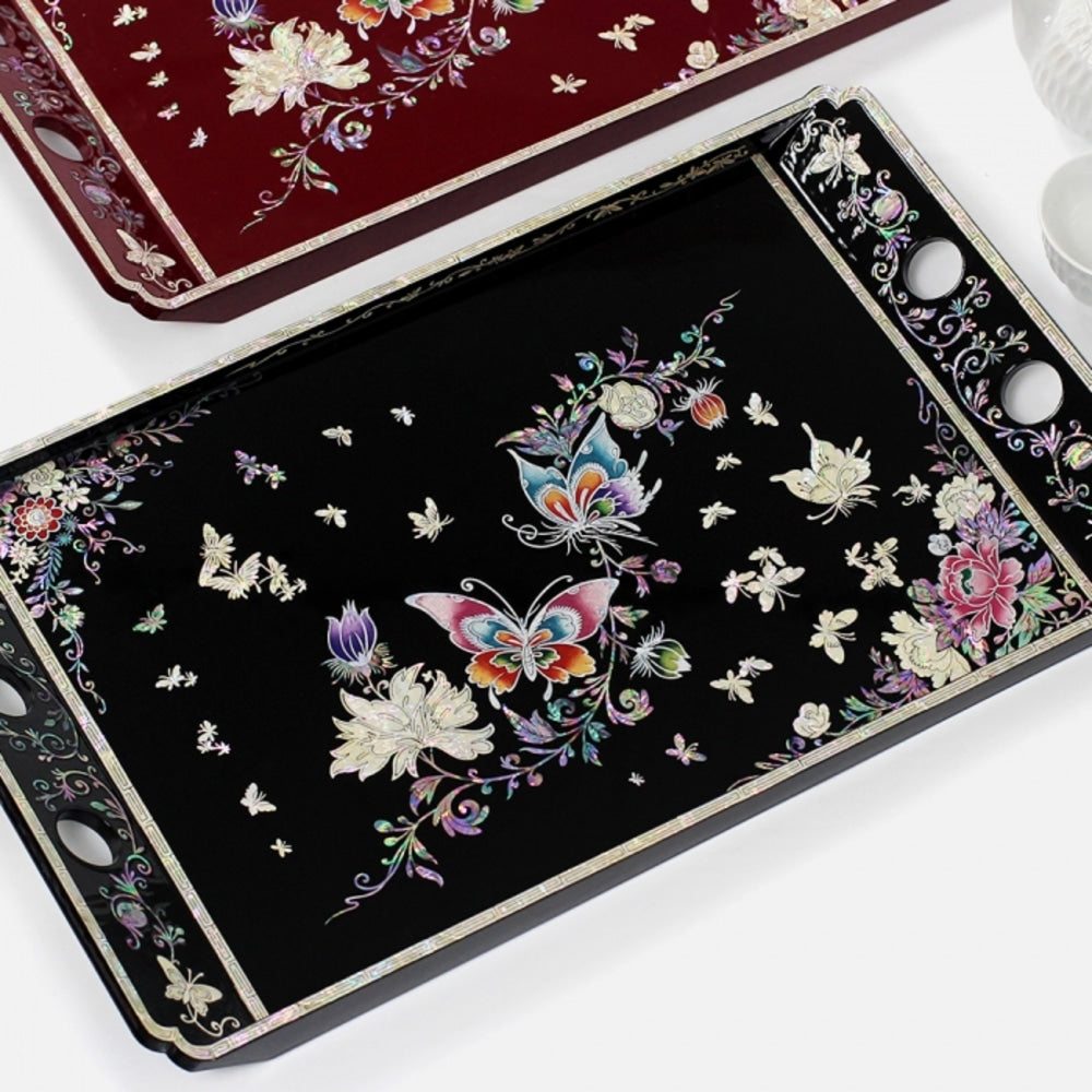 Najeonchilgi Butterfly Handle Mother of Pearl Tray (Medium)
