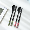 2 Dragon Vivid Mother of Pearl Ottchil Lacquer Spoon & Chopsticks Set