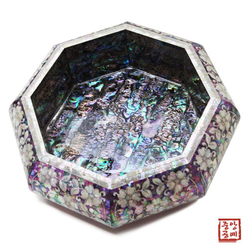 Joseon Mother of Pearl Flowers & Birds Octagonal Jewelry Box (Medium)