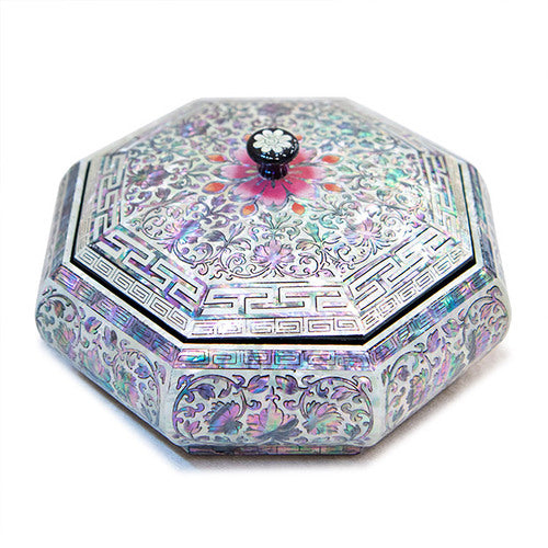 Premium Najeonchilgi Lacquerware Arabesque Octagonal Multi-Purpose Mother of Pearl Jewelry Box - Jang Tae - Bok