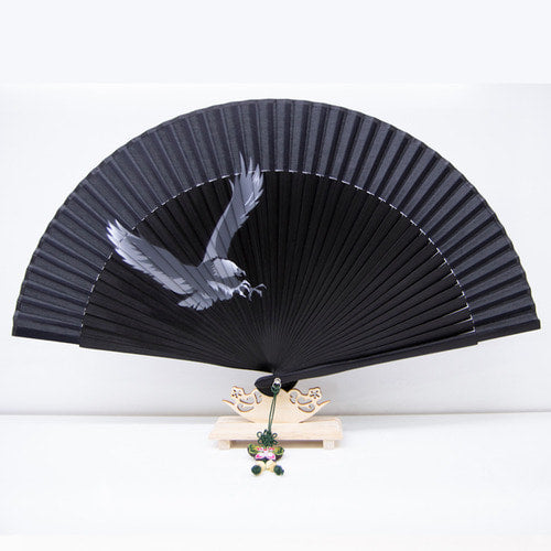 Silk & Ramie Hand Fan (Black) - FN0007