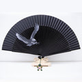 Silk & Ramie Hand Fan (Black) - FN0007