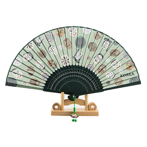 Silk & Ramie Hand Fan (Green) - FN0015