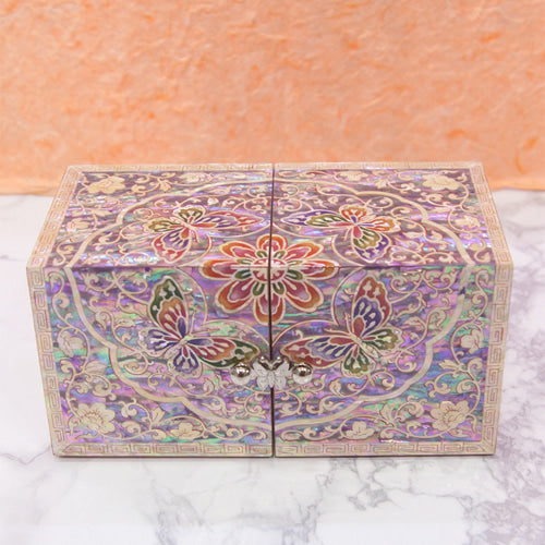 Arabesque Butterfly Double Lidded Jewelry Box (Small, Red) - Oh Myung-ho