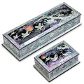 Mother of Pearl Business Card Holder & Pen Holder Set — Sipjangsaeng (Ten Symbols of Longevity) with Cloud Border - OF0232