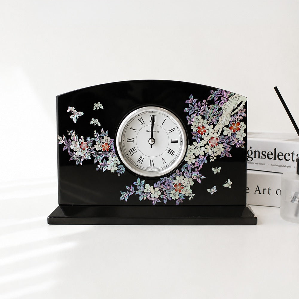 Najeonchilgi Plum Blossom Desk Dragon Mother of Pearl Clock