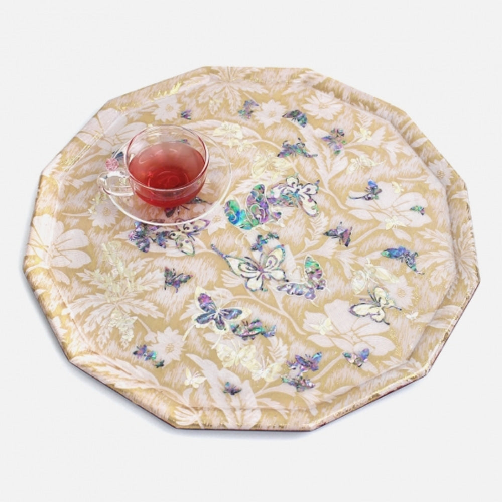 Silk Najeon Flower & Butterfly Mother of Pearl Tray