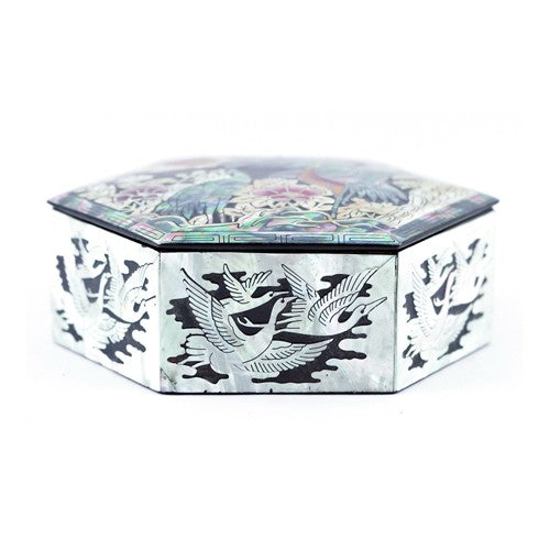 Crane & Pine Small Hexagon Box (Black)