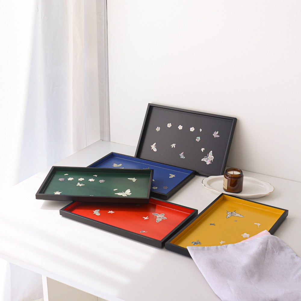 Color Mother of Pearl Butterfly Square Tray D