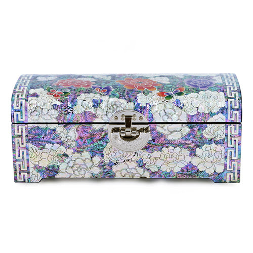 Crane & Pine Scholar 5-Drawer Mother of Pearl Jewelry Box大(Glossy, Black)