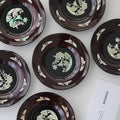 6-Piece Set: Najeonchilgi Arabesque Four Gentlemen Tea Coaster Set (Chrysanthemum) Mother of Pearl Coaster Traditional Coaster (Master Artisan Lee Won-geun)