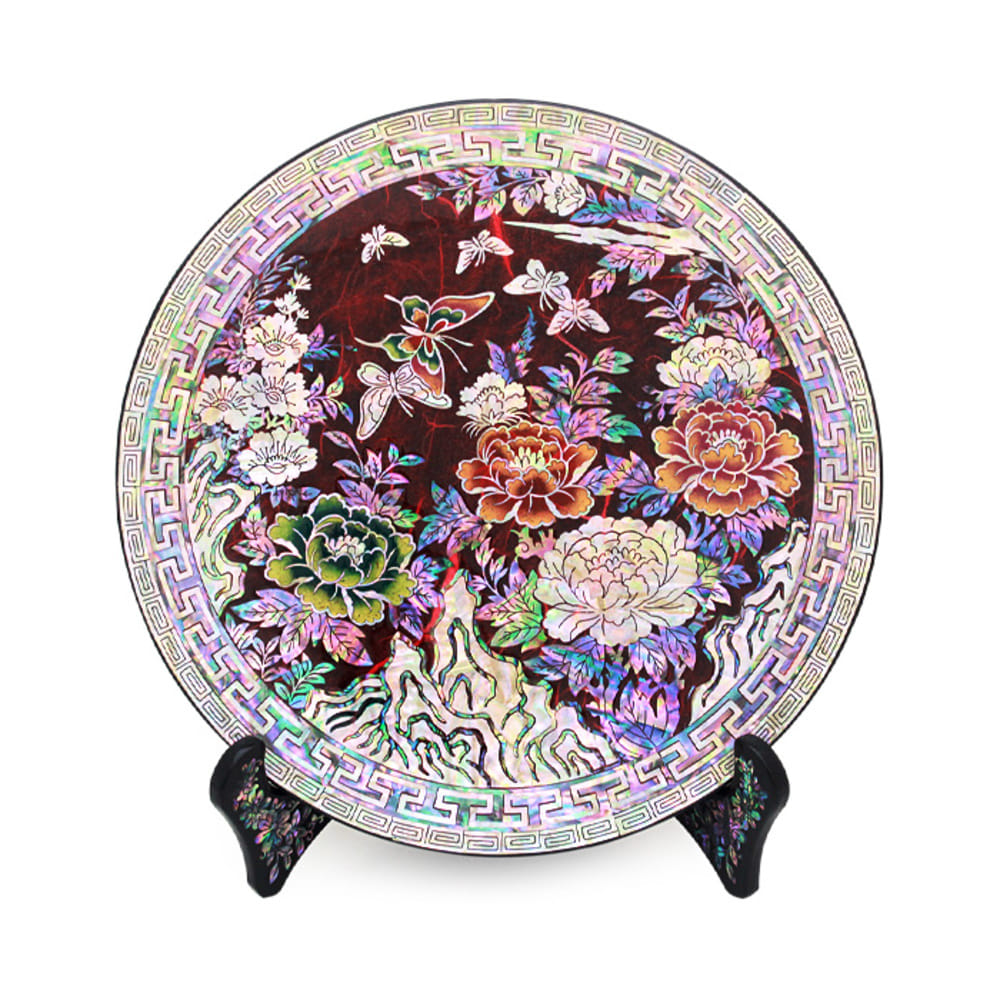 Najeon Peony Flower & Butterfly Hanji Mini Tray (Red)