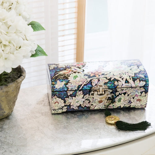 Crane & Pine Scholar 5-Drawer Mother of Pearl Jewelry Box中(Hanji, Purple)