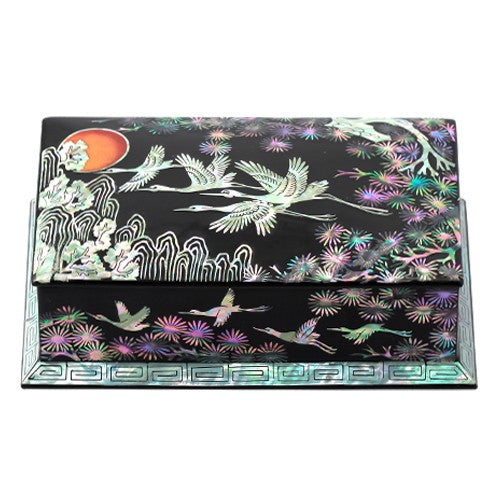 Small Najeon Chilgi Mother of Pearl Business Card Holder — Pine - OF0022