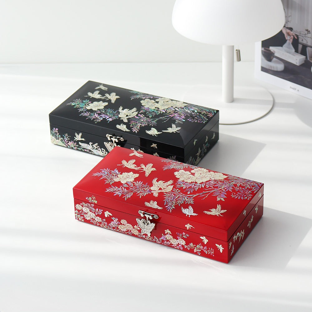 Najeonchilgi 1-Tier Butterfly Garden Yedan Jewelry Box H Jewelry Box Yedan Wedding Gift Box Mother of Pearl, 23 cm