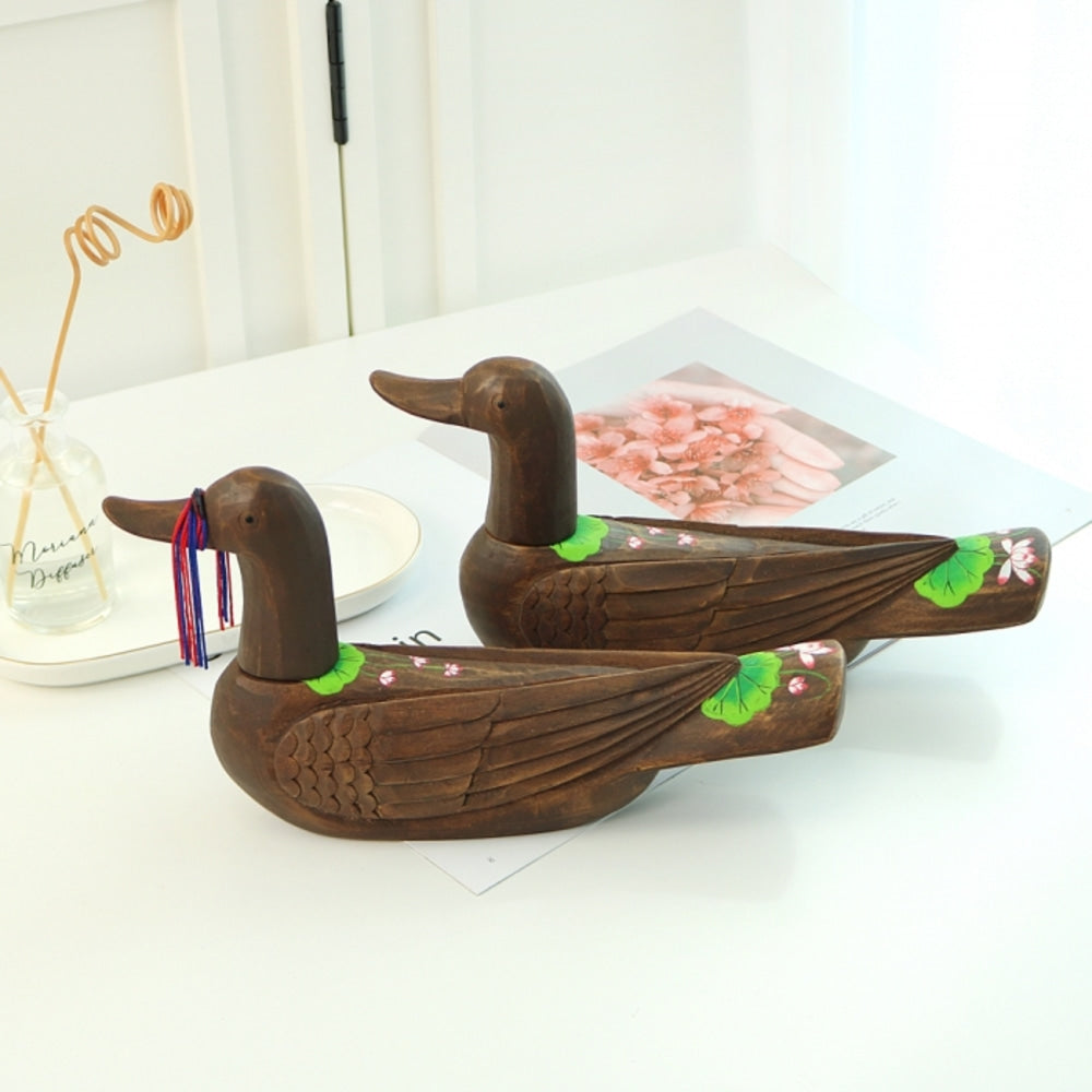 Wild Goose Wood Carved Set Lotus (Large) Wood Carved Box Wedding Pyebaek Box Wild Goose