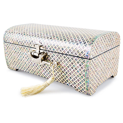 Peony Scholar 5-Drawer Mother of Pearl Jewelry Box Medium (Hanji, Red)