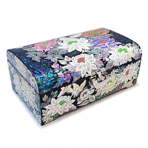 Peony & Butterfly Blue Abalone 2-Tier Najeonchilgi Jewelry Box, Large by Park In-ho