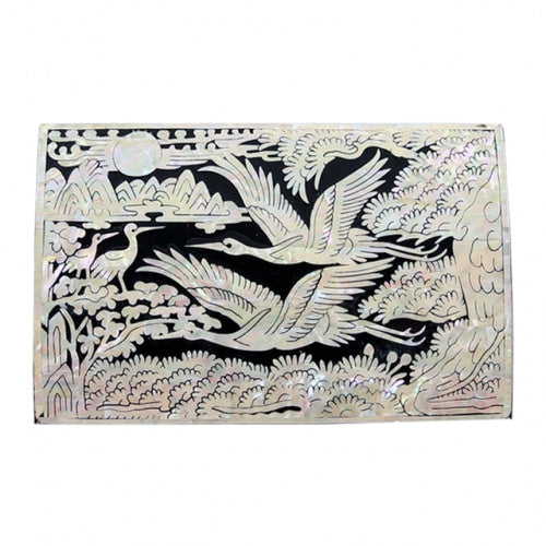 Crane & Pine Mother of Pearl Business Card Case, Multi-Purpose Box