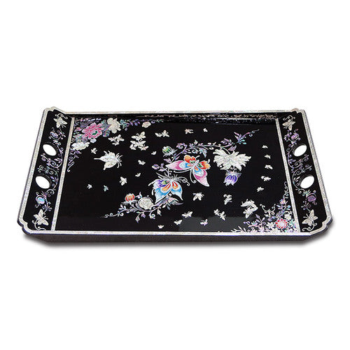 Large Najeon Chilgi Mother of Pearl Plate & Tray — Butterfly - DE0051