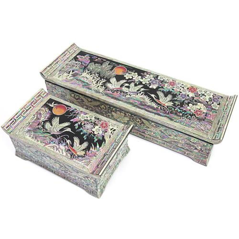 2-Piece Set: Premium Najeon Plum Blossom Seonbi Scholar Scholar's Pen Case Box