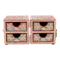 Square Flowers & Birds Double Lidded Mother of Pearl Jewelry Box (Small, Red)
