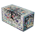 Square Flowers & Birds Double Lidded Mother of Pearl Jewelry Box (Small, Black)
