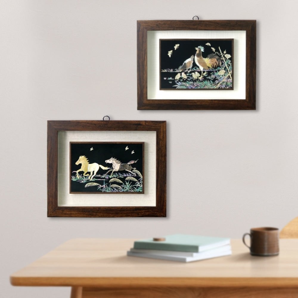 Premium Najeonchilgi Wall Mounted Mother of Pearl Frame Large (Whole-Shell) (Master Artisan Kim Sang-yun)