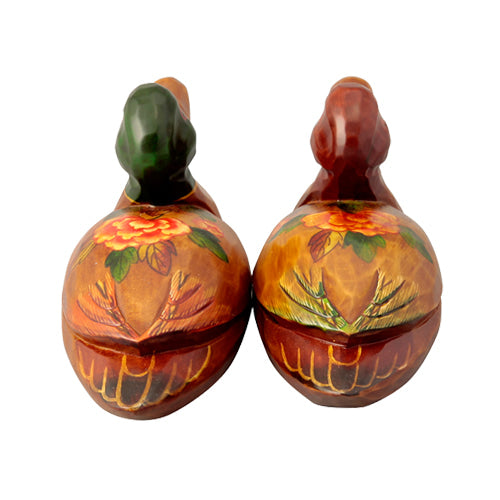 Medium Wooden Mandarin Duck — Peony - DE0147