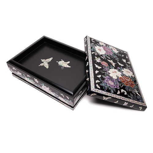 Najeon Chilgi Mother of Pearl Document & Memo Box — Peony - OF0230