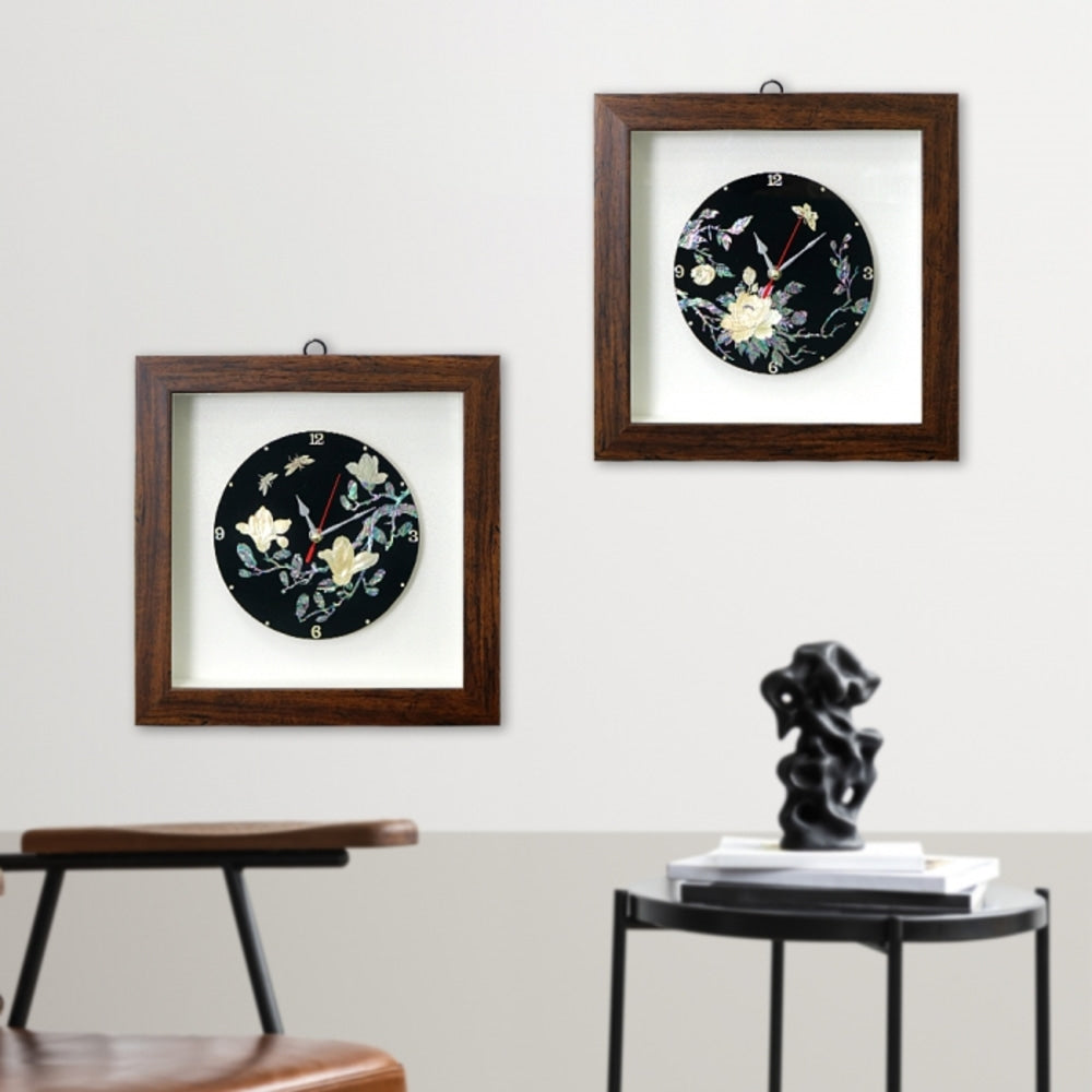 Premium Najeonchilgi Whole-Shell Wall Mounted Clock Mother of Pearl Frame Large (Round) (Master Artisan Kim Sang-yun)