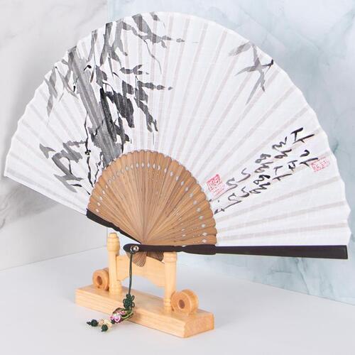 Large Silk & Ramie Hand Fan - FN0003