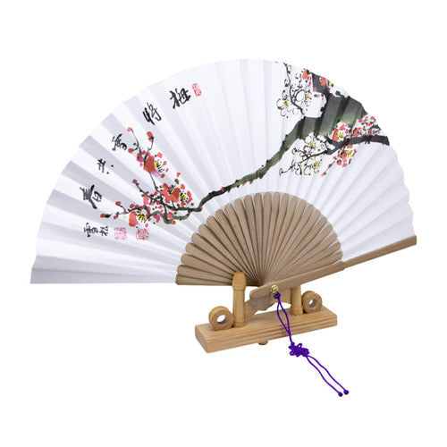 Medium Hanji Traditional Fan — Plum Blossom - FN0112