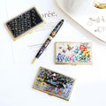 2-Piece Set: Gold Business Card Case K Painted Plum Blossom Mother of Pearl Pen Set (Full)